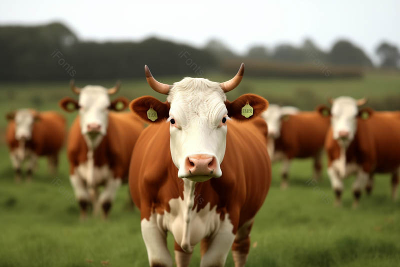 郁郁葱葱的牧场上挂着标签的牛一群奶牛,高清,摄影图,摄影图片,图片大全,摄影图免费下载